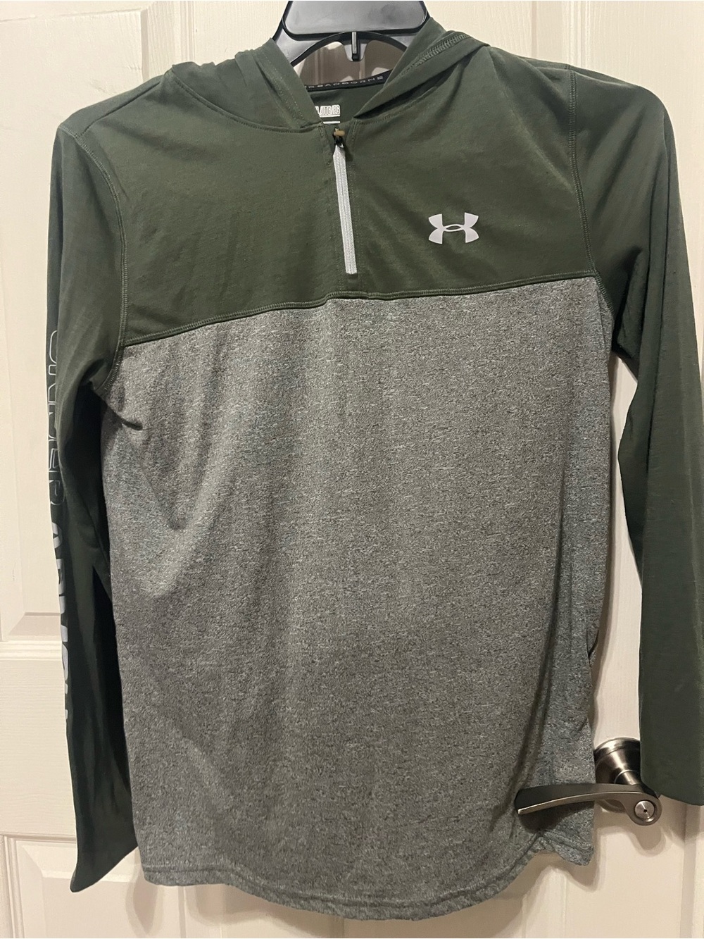 Under Armour Olive Green & Gray Hooded Performance Pullover